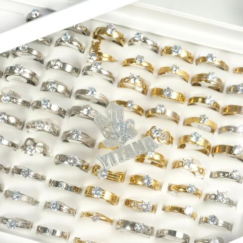 مجموعة خواتم من الفولاذ المقاوم للصدأ مكونة من 36 قطعة من خواتم الزركون للنساء، مجموعة مجوهرات عصرية بالجملة بكميات كبيرة in Kuwait