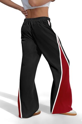 Panadila Women Wide Leg Track Pants Y2K Parachute Pants Color Block Baggy Sweatpants Elastic Waist Trousers in Saudi Arabia