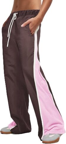 Panadila Women Wide Leg Track Pants Y2K Parachute Pants Color Block Baggy Sweatpants Elastic Waist Trousers in Saudi Arabia