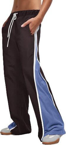 Panadila Women Wide Leg Track Pants Y2K Parachute Pants Color Block Baggy Sweatpants Elastic Waist Trousers in Saudi Arabia
