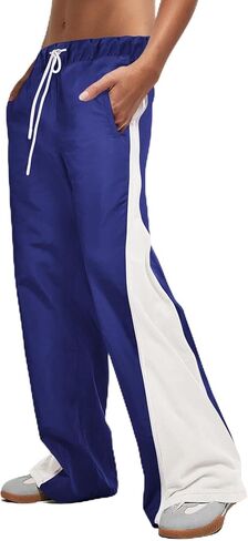 Panadila Women Wide Leg Track Pants Y2K Parachute Pants Color Block Baggy Sweatpants Elastic Waist Trousers in Saudi Arabia