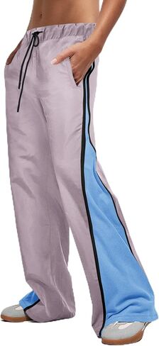 Panadila Women Wide Leg Track Pants Y2K Parachute Pants Color Block Baggy Sweatpants Elastic Waist Trousers in Saudi Arabia