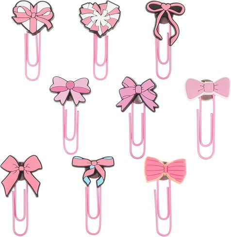 9 Pcs Cute Pink Bow Bookmarks, Coquette Metal Large Bookmarks Preppy Book File Page Marker Clips for Pagination Organize Folder Memo Clip Office Supplies Gifts Wedding Decoration in Kuwait
