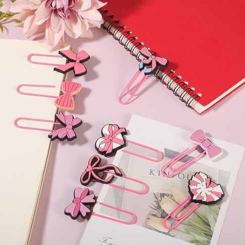 9 Pcs Cute Pink Bow Bookmarks, Coquette Metal Large Bookmarks Preppy Book File Page Marker Clips for Pagination Organize Folder Memo Clip Office Supplies Gifts Wedding Decoration in Kuwait