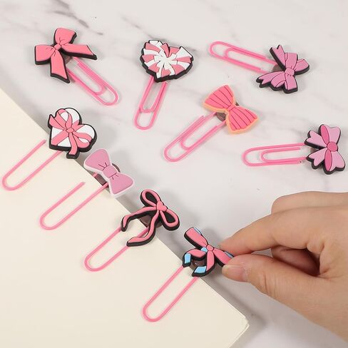 9 Pcs Cute Pink Bow Bookmarks, Coquette Metal Large Bookmarks Preppy Book File Page Marker Clips for Pagination Organize Folder Memo Clip Office Supplies Gifts Wedding Decoration in Kuwait