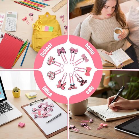 9 Pcs Cute Pink Bow Bookmarks, Coquette Metal Large Bookmarks Preppy Book File Page Marker Clips for Pagination Organize Folder Memo Clip Office Supplies Gifts Wedding Decoration in Kuwait
