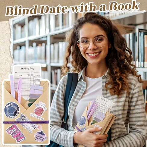 6 مجموعات من التواريخ العمياء مع مستلزمات صندوق هدايا الكتب تتضمن ملصقات كتب رومانسية وأقلام حبر جاف من ورق الكرافت وأقلام تحديد وأكثر من ذلك لقراء مكتبة الكتب وعشاق نادي عيد الحب in Kuwait