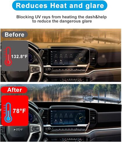 Dash Dashboard Cover Mat Pad for Chevy Chevrolet Silverado 1500 2500 3500 Accessories 2022 2023 2024 2025 2026/GMC Sierra 1500/2500HD/3500HD 2024 2025 2026 (with 13.4inch Screen Only) in Kuwait