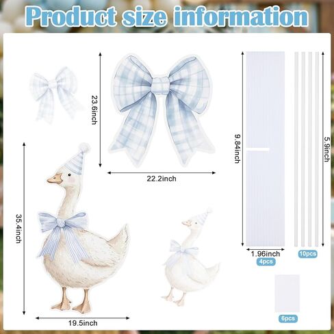 RattanView Silly Goose Birthday Party Decorations 35.4inch 1st Birthday Silly Goose Backdrop Duck and 23.6inch Pink Gingham Background Bow Baby Shower Party Supplies for Animal Baby Shower in Saudi Arabia