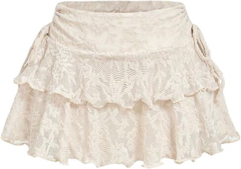 تنورة قصيرة بحاشية مكشكشة من الدانتيل للسيدات، تنانير ذات طبقات ورباط جانبي، تنانير لوليتا in Kuwait