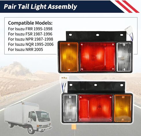 زوج مجموعة مصابيح الذيل مع مصابيح متوافقة مع Isuzu NPR NQR NRR FSR FRR NPR-HD 1987-2006 استبدال 8970658090 8970658100 أضواء المصباح الخلفي للشاحنة (12 فولت) in Kuwait