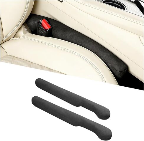 2PCS Car Seat Gap Filler, 2PCS Leather Between Chair Console Gap Plug to Impede ltems from Dropping, Automotive Interior Seat Seam Guard Stopper, Universal for Sedan RV Truck (Black) in Saudi Arabia