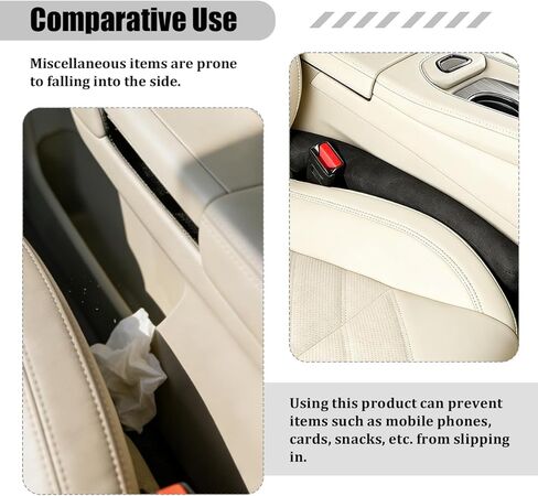 2PCS Car Seat Gap Filler, 2PCS Leather Between Chair Console Gap Plug to Impede ltems from Dropping, Automotive Interior Seat Seam Guard Stopper, Universal for Sedan RV Truck (Black) in Saudi Arabia
