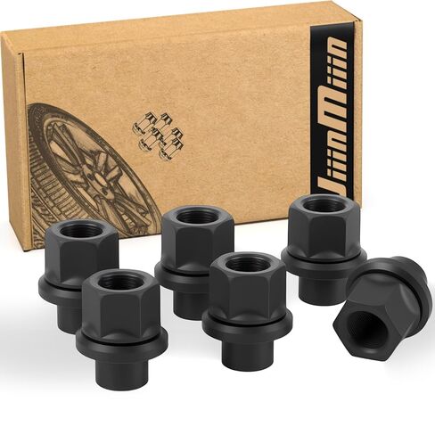 JiiinMiiin M14x1.5 32 قطعة سوداء من قطعة واحدة بتصميم OEM تحل محل صواميل العروة HCPZ-1012-B HCPZ-1012-A، بديلة لـ 2017-2024 Ford F250 & F350 in Kuwait