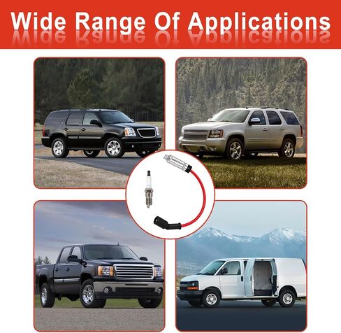 9748HH Spark Plug Wires Set with 41-110 Iridium Spark Plugs Compatible with Chevy Silverado Tahoe Suburban GMC Sierra Yukon Cadillac Escalade 4.8 5.3 6.0 6.2 V8, Replace 41-162 48322 9748GG (8 Set) in Kuwait