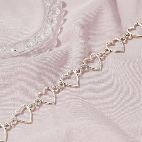 Silver Heart Chain Choker Necklace for Women in Saudi Arabia