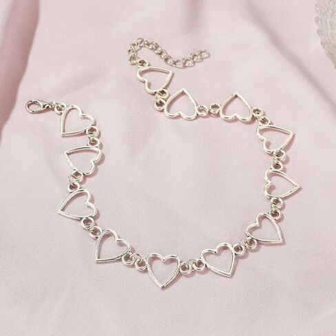 Silver Heart Chain Choker Necklace for Women in Saudi Arabia