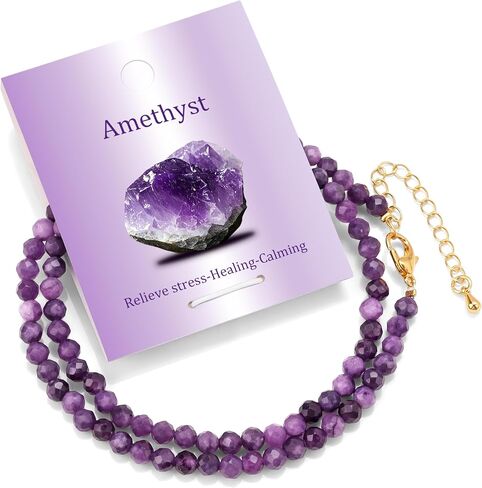 شفاء كريستال مطرز القلائد للنساء اليدوية الحجر الطبيعي المختنق مطرز قلادة صغيرة 4 مللي متر الخرز الأوجه الكريستال الروحي مجوهرات للنساء in Kuwait