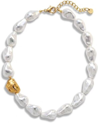 Baroque Pearl Necklace For Women White Gold Chunky Necklaces Pearl Choker Necklace Jewelry Gift in Kuwait