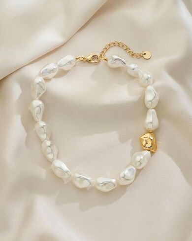 Baroque Pearl Necklace For Women White Gold Chunky Necklaces Pearl Choker Necklace Jewelry Gift in Kuwait