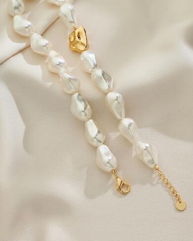 Baroque Pearl Necklace For Women White Gold Chunky Necklaces Pearl Choker Necklace Jewelry Gift in Kuwait