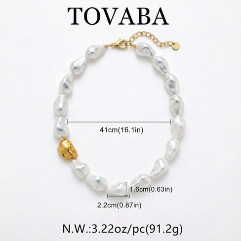 Baroque Pearl Necklace For Women White Gold Chunky Necklaces Pearl Choker Necklace Jewelry Gift in Kuwait