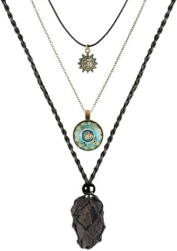 weryerker Dainty Layered Choker Necklace Bohemian Dainty Natural Gemstone Pendant Necklace Beach Fashion Pendant Choker in Kuwait