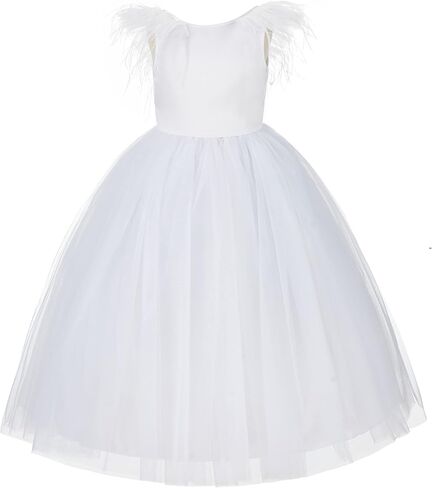 ekidsbridal Backless Ostrich Feather Father Daughter Dance Dresses for Toddler Girls OS3 in Saudi Arabia