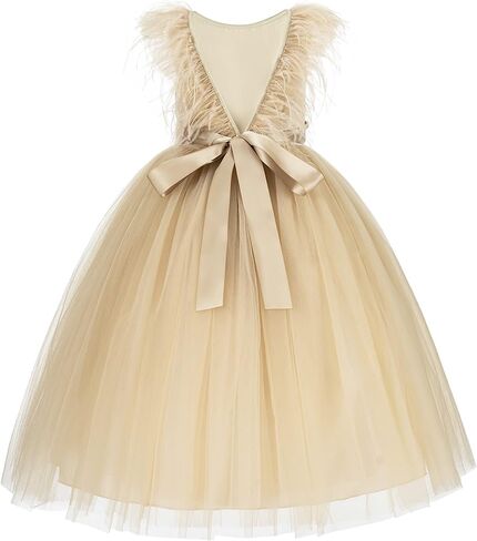 ekidsbridal Backless Ostrich Feather Father Daughter Dance Dresses for Toddler Girls OS3 in Saudi Arabia