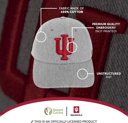 Desert Cactus Indiana University Baseball Hat Hoosiers Bloomington Brimmed Embroirderd Hats Cap Adjustable Cloth Strap Adult (Style B1) White in Saudi Arabia