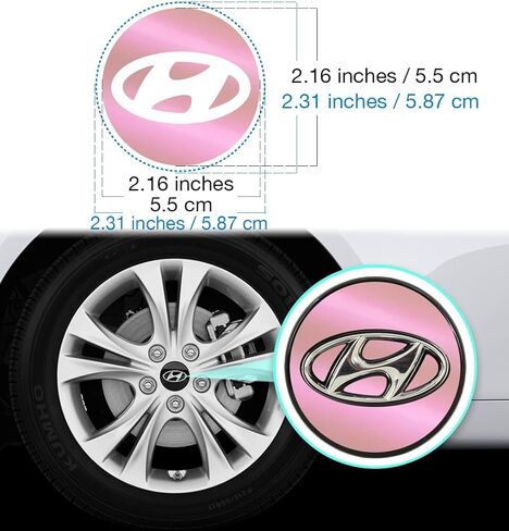 IPG Decal Made for Hyundai 2011-23 Sonata/Azera/Santa Fe (2.16" Decal - 2.31" Center Cap) Outside of Logo Outer Stickers (4 Units) (Pearl Pink) in Saudi Arabia