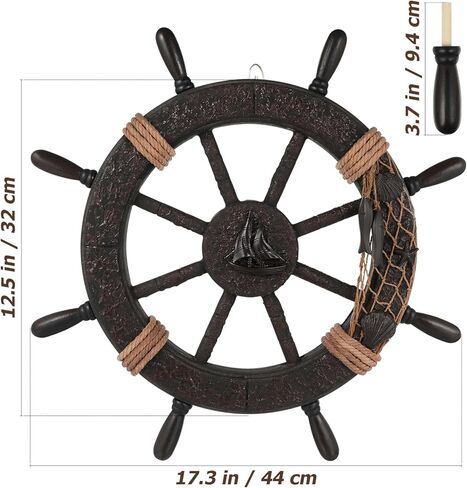 NUOBESTY Wooden Nautical Ship Wheel Wall Decor – Mediterranean Style Boat Steering Wheel, Beach Theme Wall Art, Rustic Nautical Decoration for Home, Bar, Indoor & Outdoor in Saudi Arabia