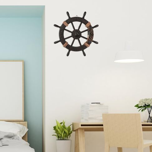 NUOBESTY Wooden Nautical Ship Wheel Wall Decor – Mediterranean Style Boat Steering Wheel, Beach Theme Wall Art, Rustic Nautical Decoration for Home, Bar, Indoor & Outdoor in Saudi Arabia