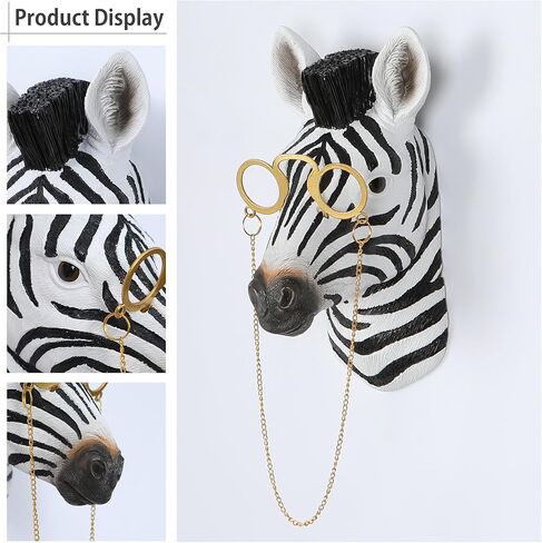 UITWMKTG Simulated Animal Head Wall Decor Colored Animal Sculptures Wall Mount 3D Wall Art Decoration for Home Bedroom Living Room Decor Zebra in Saudi Arabia