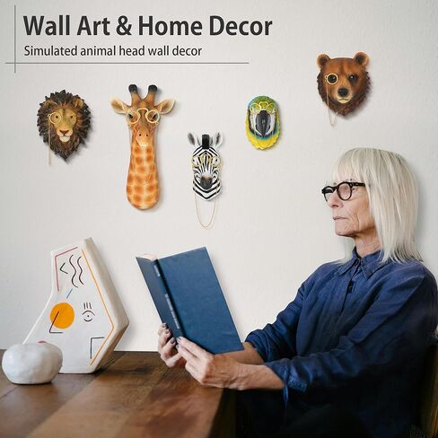 UITWMKTG Simulated Animal Head Wall Decor Colored Animal Sculptures Wall Mount 3D Wall Art Decoration for Home Bedroom Living Room Decor Zebra in Saudi Arabia