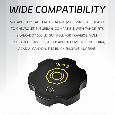 Dot 3 Brake Fluid Cap Replacement, 20760280 Brake Master Cylinder Reservoir Cap for Cadillac Escalade ESV Chevy Suburban Tahoe Silverado Volt GMC Yukon Sierra Acadia Canyon Buick Enclave Lucerne in Kuwait