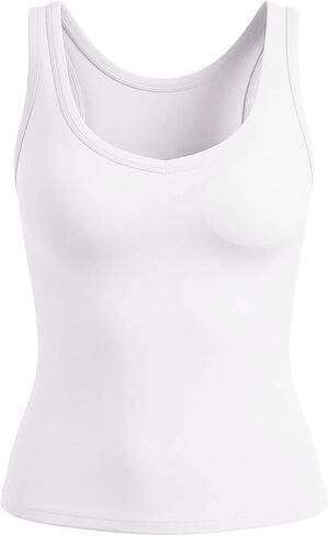 Tank Tops for Women Built in Bra Summer Slim Fitted Gym Shirts Sleeveless Womens Fashion Vacation Going Out Clothes in Saudi Arabia