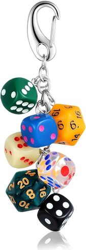 سلسلة مفاتيح Lucky Dice، سلسلة مفاتيح رائعة من الراتنج متعدد الألوان، حقيبة نرد جمالية لطيفة للنساء والرجال سحر المحفظة in Saudi Arabia