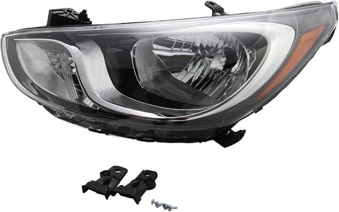 زوج مجموعة المصابيح الأمامية الهالوجين لشركة Hyundai Accent Sedan 2012-2014، غطاء الكروم، جانب السائق والراكب، المصابيح الأمامية البديلة OE، HY2502163 HY2503163 in Saudi Arabia