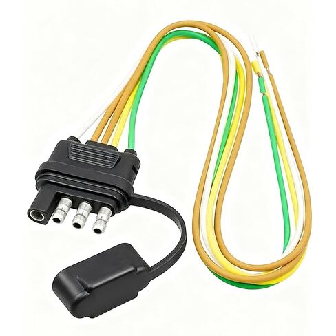 18 Inch 4 Pin 5 Wire Trailer Wiring Harness, 16AWG Copper Short Trailer Rewire Kit with Y-Split & 4 Way Flat Plug for Utility, Boat, ATV, UTV Trailers in Kuwait
