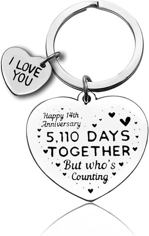 Wedding Anniversary Keychain Gift Happy 14 Year Anniversary Keychain Gifts for Husband Wife 14th Romantic Keyring for Couple Valentine’s Day Birthday Present for Him Her in Saudi Arabia