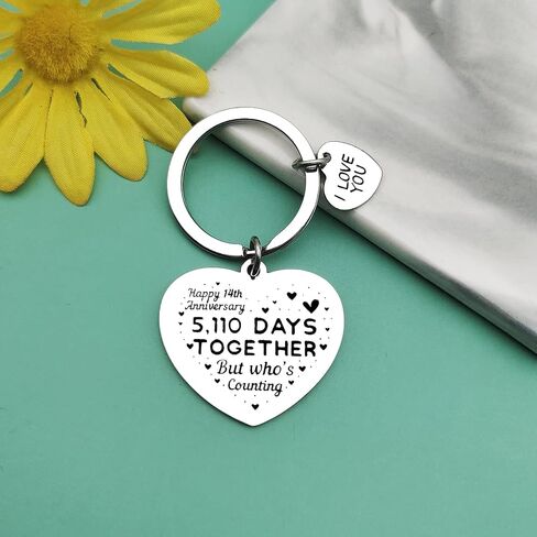 Wedding Anniversary Keychain Gift Happy 14 Year Anniversary Keychain Gifts for Husband Wife 14th Romantic Keyring for Couple Valentine’s Day Birthday Present for Him Her in Saudi Arabia