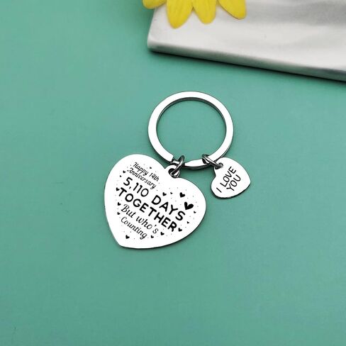 Wedding Anniversary Keychain Gift Happy 14 Year Anniversary Keychain Gifts for Husband Wife 14th Romantic Keyring for Couple Valentine’s Day Birthday Present for Him Her in Saudi Arabia