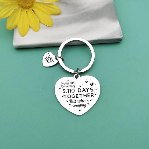 Wedding Anniversary Keychain Gift Happy 14 Year Anniversary Keychain Gifts for Husband Wife 14th Romantic Keyring for Couple Valentine’s Day Birthday Present for Him Her in Saudi Arabia