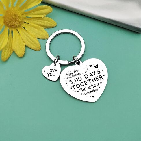 Wedding Anniversary Keychain Gift Happy 14 Year Anniversary Keychain Gifts for Husband Wife 14th Romantic Keyring for Couple Valentine’s Day Birthday Present for Him Her in Saudi Arabia
