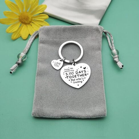Wedding Anniversary Keychain Gift Happy 14 Year Anniversary Keychain Gifts for Husband Wife 14th Romantic Keyring for Couple Valentine’s Day Birthday Present for Him Her in Saudi Arabia