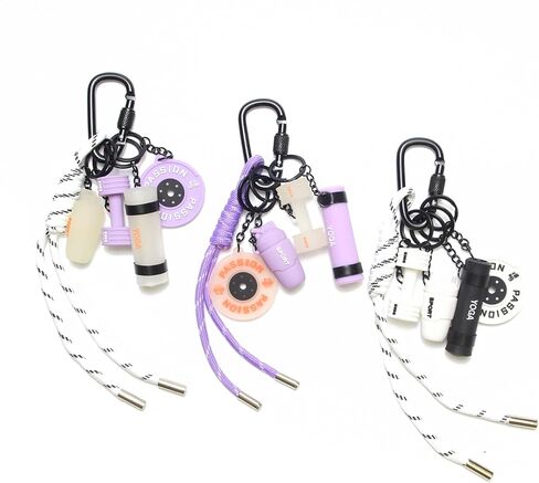 18PCS Fitness Yoga Keychain Set, Gym Charms with Dumbbell, Weight Plate & Shaker Bottle, Paracord Loops & D-Ring Clips for Keys & Bags – White Purple in Saudi Arabia