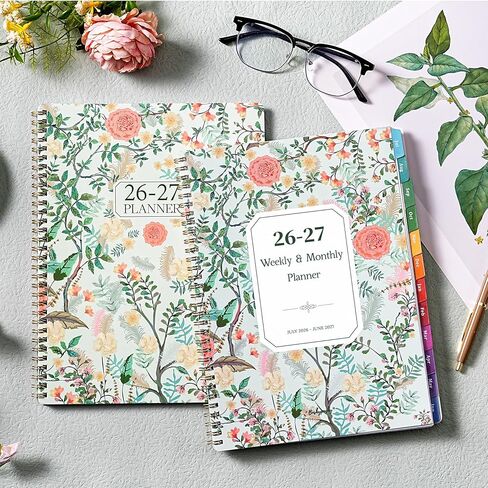 Planner 2026-2027 - Academic Planner, 9" x 11", Jul. 2026 - Jun. 2027, 2026-2027 Planner Weekly and Monthly with Colorful Tabs, Strong Twin-wire Binding, Back Pocket - Floral in Saudi Arabia