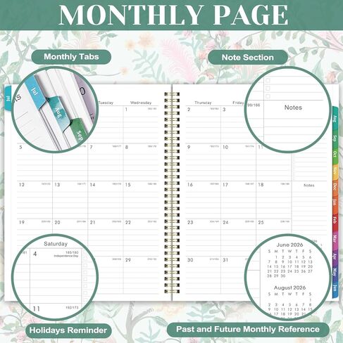 Planner 2026-2027 - Academic Planner, 9" x 11", Jul. 2026 - Jun. 2027, 2026-2027 Planner Weekly and Monthly with Colorful Tabs, Strong Twin-wire Binding, Back Pocket - Floral in Saudi Arabia