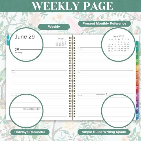 Planner 2026-2027 - Academic Planner, 9" x 11", Jul. 2026 - Jun. 2027, 2026-2027 Planner Weekly and Monthly with Colorful Tabs, Strong Twin-wire Binding, Back Pocket - Floral in Saudi Arabia